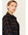 Image #2 - Lucky Brand Workwear Women's Canyon Plaid Print Long Sleeve Button-Down Flannel Work Shirt, Navy, hi-res