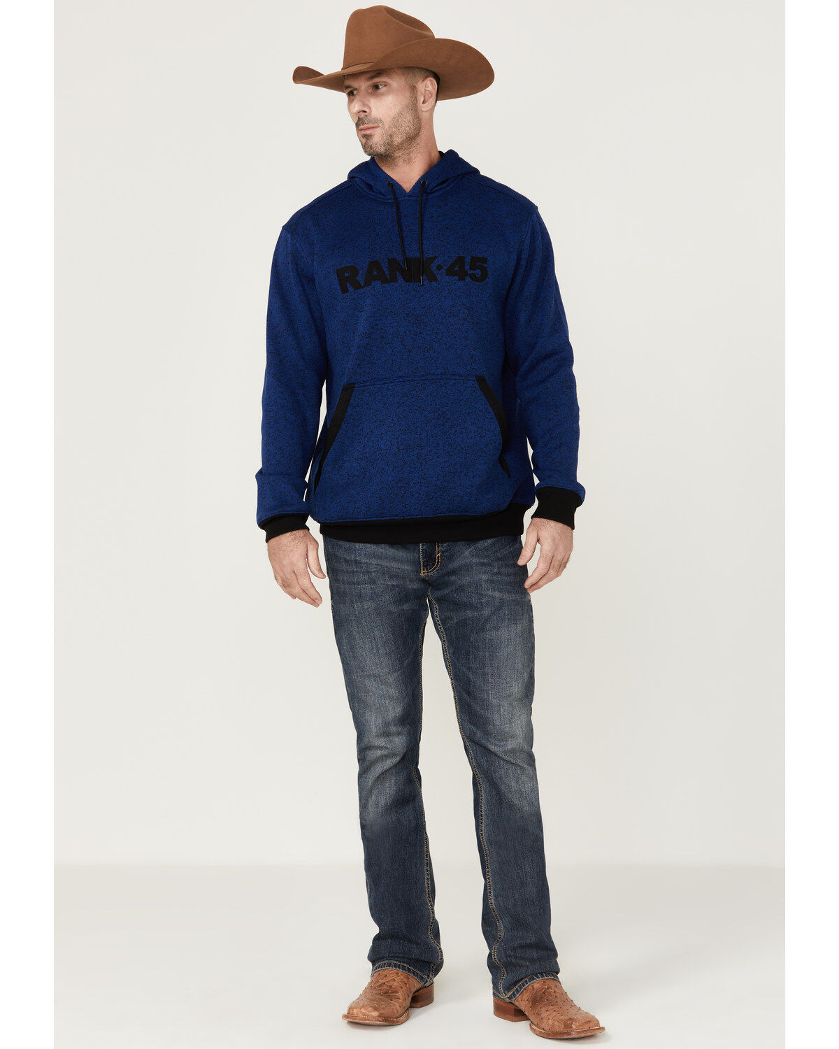 Image #3 - RANK 45&reg; Men's Ranhan Logo Hooded Sweatshirt, Blue, hi-res