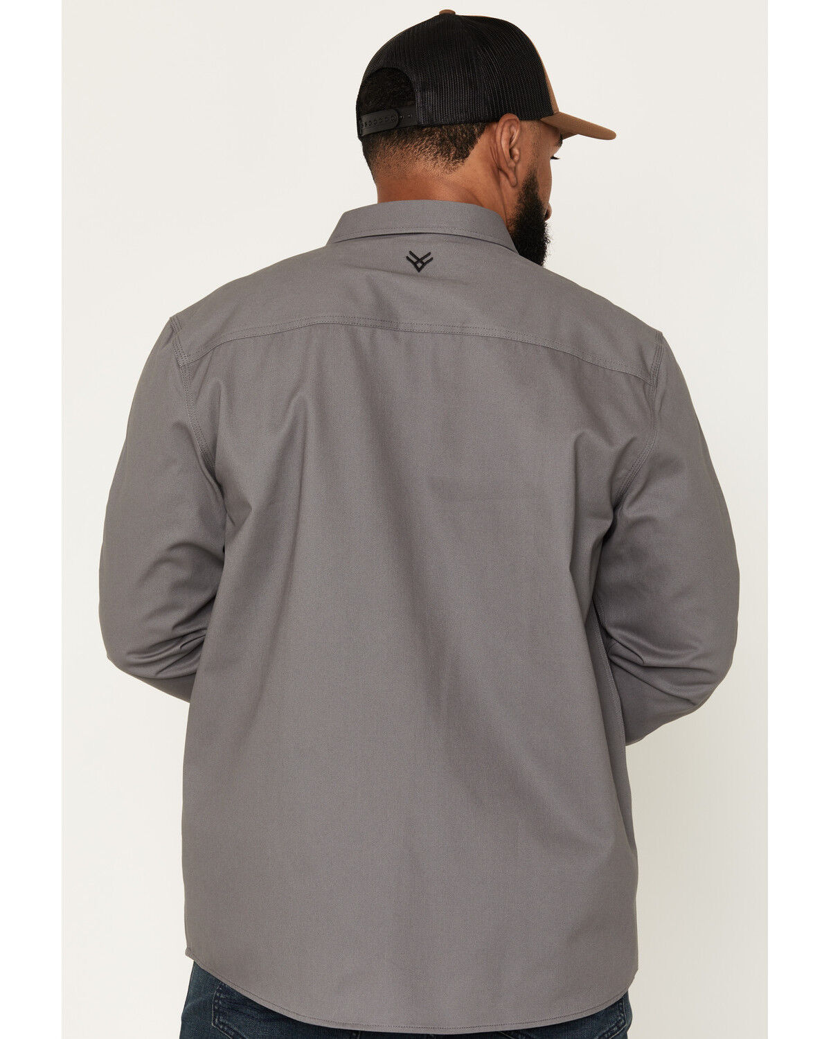 Image #4 - Hawx Men's All Out Solid Twill Long Sleeve Button-Down Work Shirt - Tall, Dark Grey, hi-res