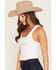 Image #2 - Morgan Wallen Women's Ripped Solid Cropped Tank Top, White, hi-res