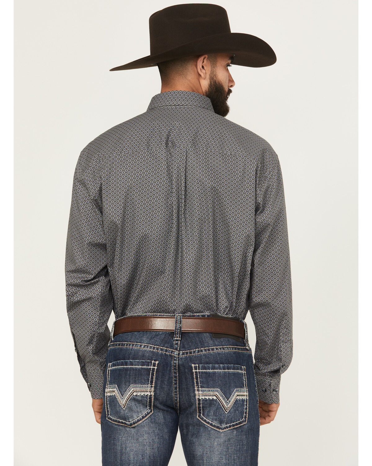 Image #4 - Wrangler Men's Micro Geo Print Long Sleeve Button-Down Western Shirt, Black, hi-res