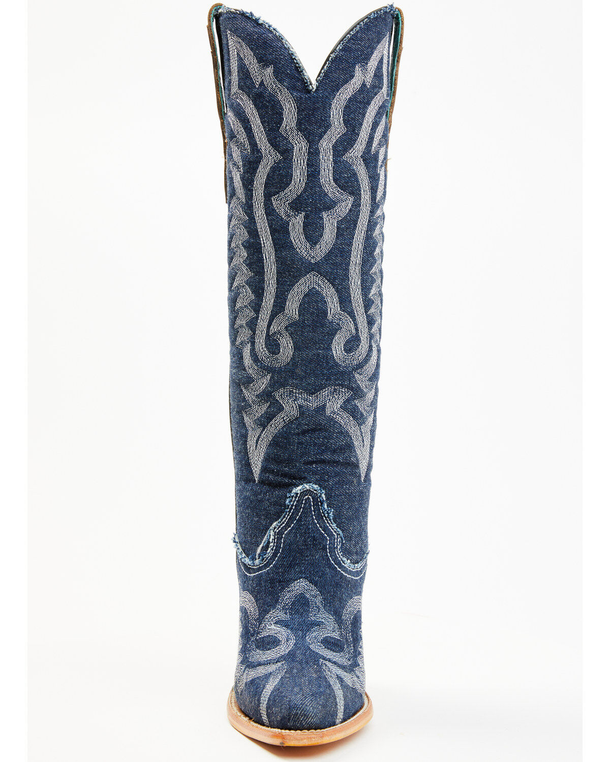 Image #4 - Corral Women's Denim Embroidered Tall Western Boots - Snip Toe, Medium Blue, hi-res