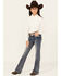 Image #3 - Grace in LA Girls' Medium Wash Mid Rise Southwestern Bootcut Jeans , Medium Wash, hi-res