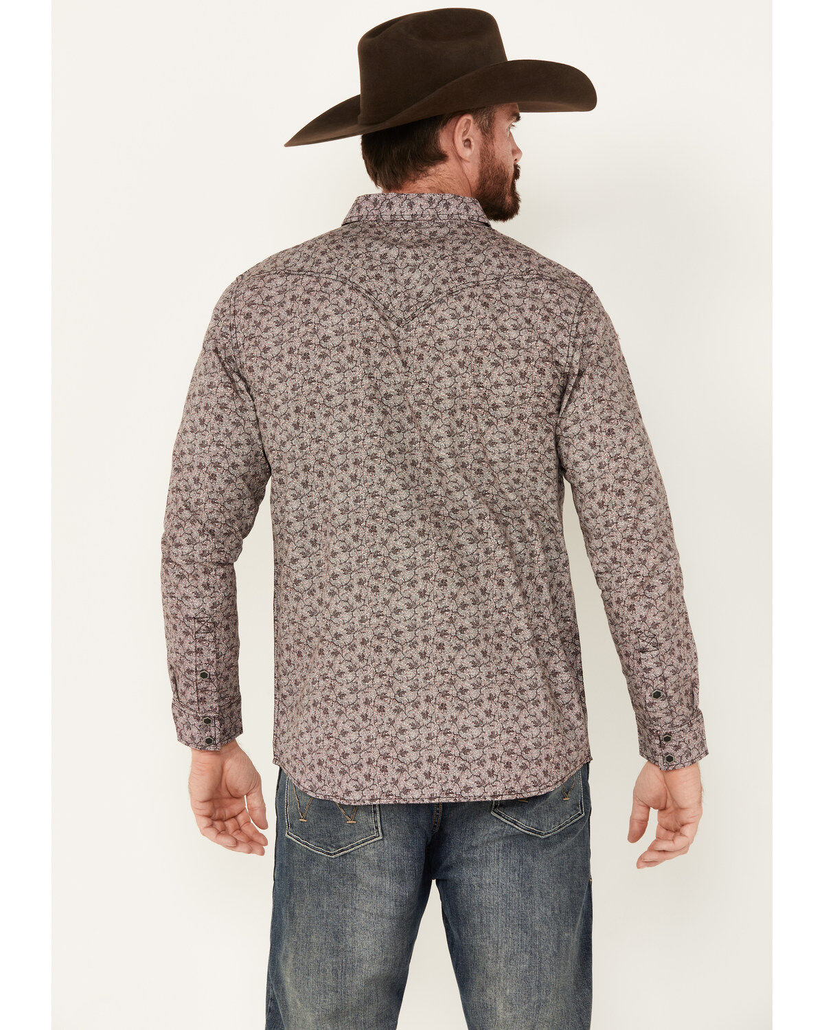 Image #4 - Moonshine Spirit&reg; Men's Fox Trot Floral Print Long Sleeve Snap Western Shirt, Purple, hi-res