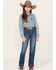 Image #1 - Wrangler Girls' Medium Wash Trouser Leg Jeans, Blue, hi-res