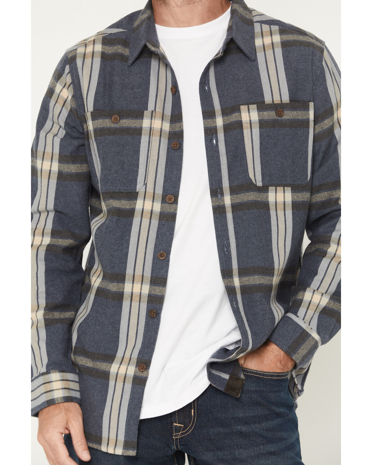 Image #3 - Dakota Grizzly Men's Grant Plaid Print Long Sleeve Button-Down Flannel Shirt, Blue, hi-res