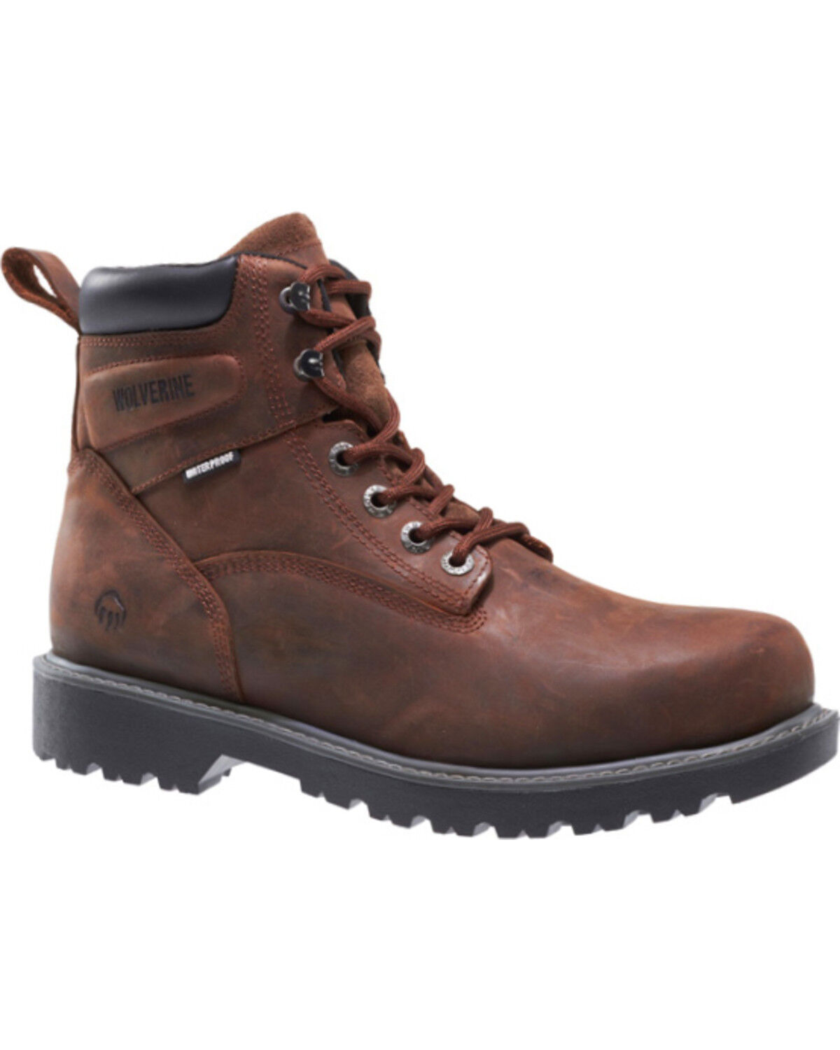 Wolverine Men's Floorhand Waterproof 6" Work Boots - Soft Toe, Dark Brown, hi-res