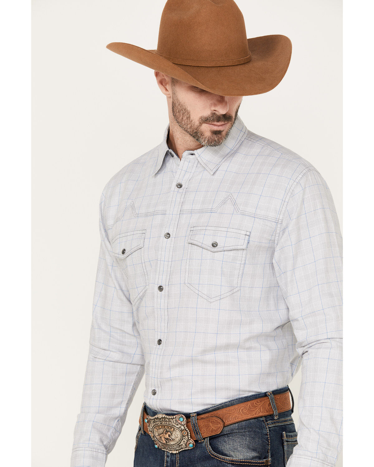 Image #2 - Moonshine Spirit&reg; Men's Classy Malange Print Long Sleeve Snap Western Shirt, Grey, hi-res