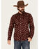 Image #1 - Moonshine Spirit&reg; Men's Nightmare Paisley Print Long Sleeve Snap Western Shirt, Burgundy, hi-res