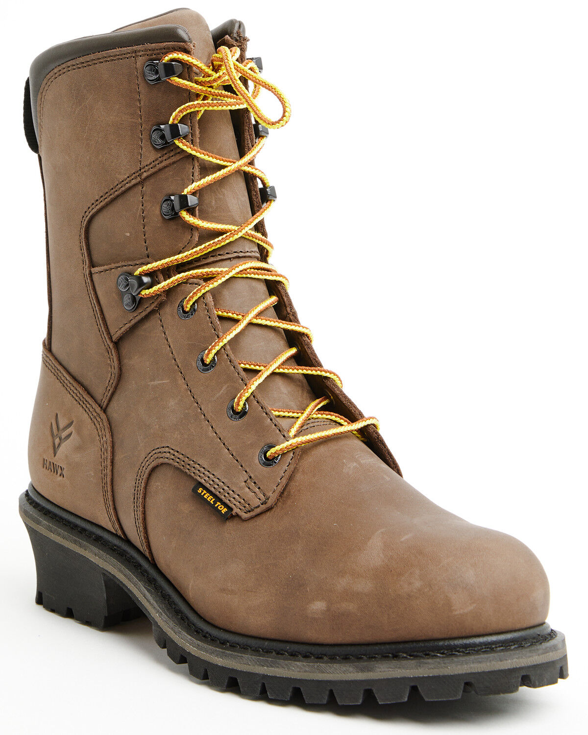 Image #1 - Hawx Men's 8" Logger Lace-Up Waterproof Work Boot - Steel Toe, Chocolate, hi-res