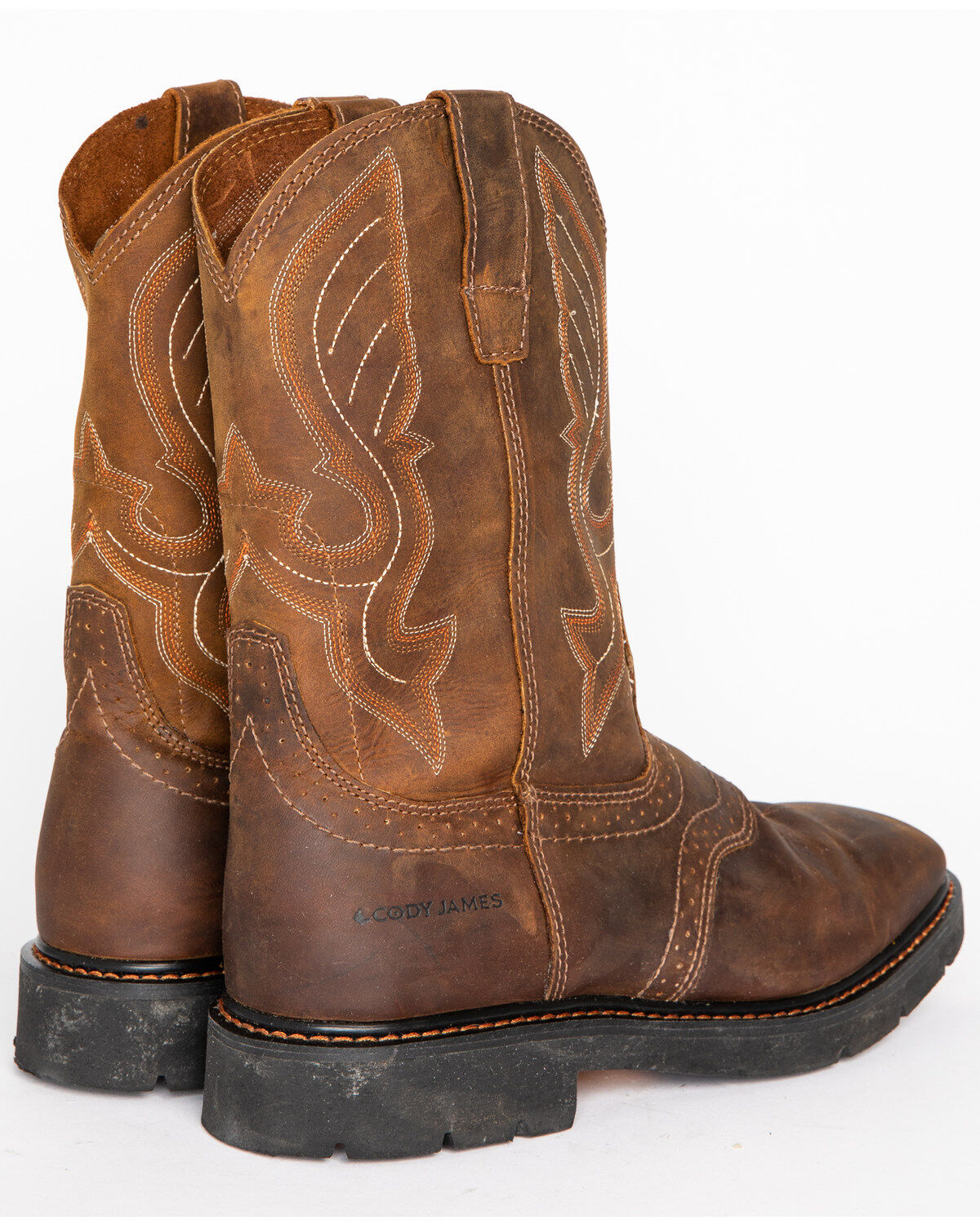 Image #12 - Cody James&reg; Men's Broad Square Toe Western Work Boots, Brown, hi-res