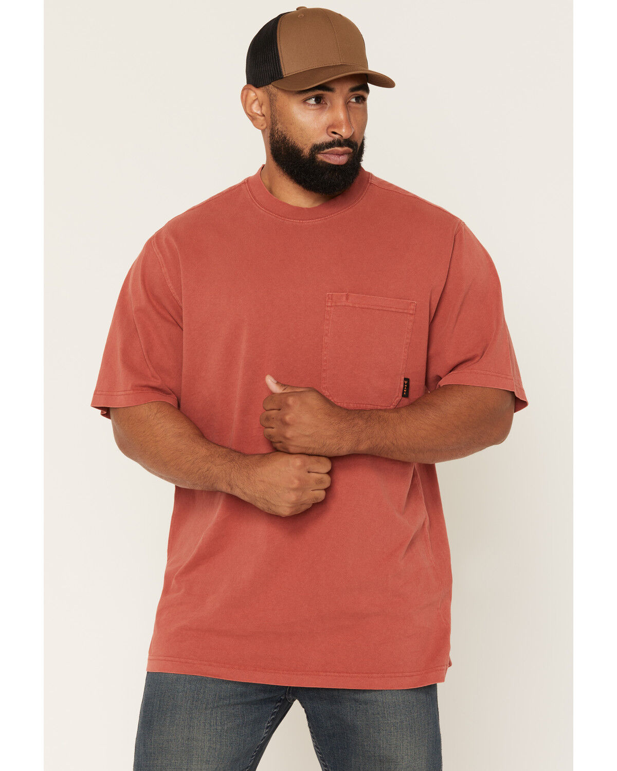 Image #1 - Hawx Men's Forge Solid Short Sleeve Pocket Work Shirt, Red, hi-res