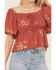 Image #3 - Wild Moss Women's Floral Embroidered Short Sleeve Peplum Top, , hi-res