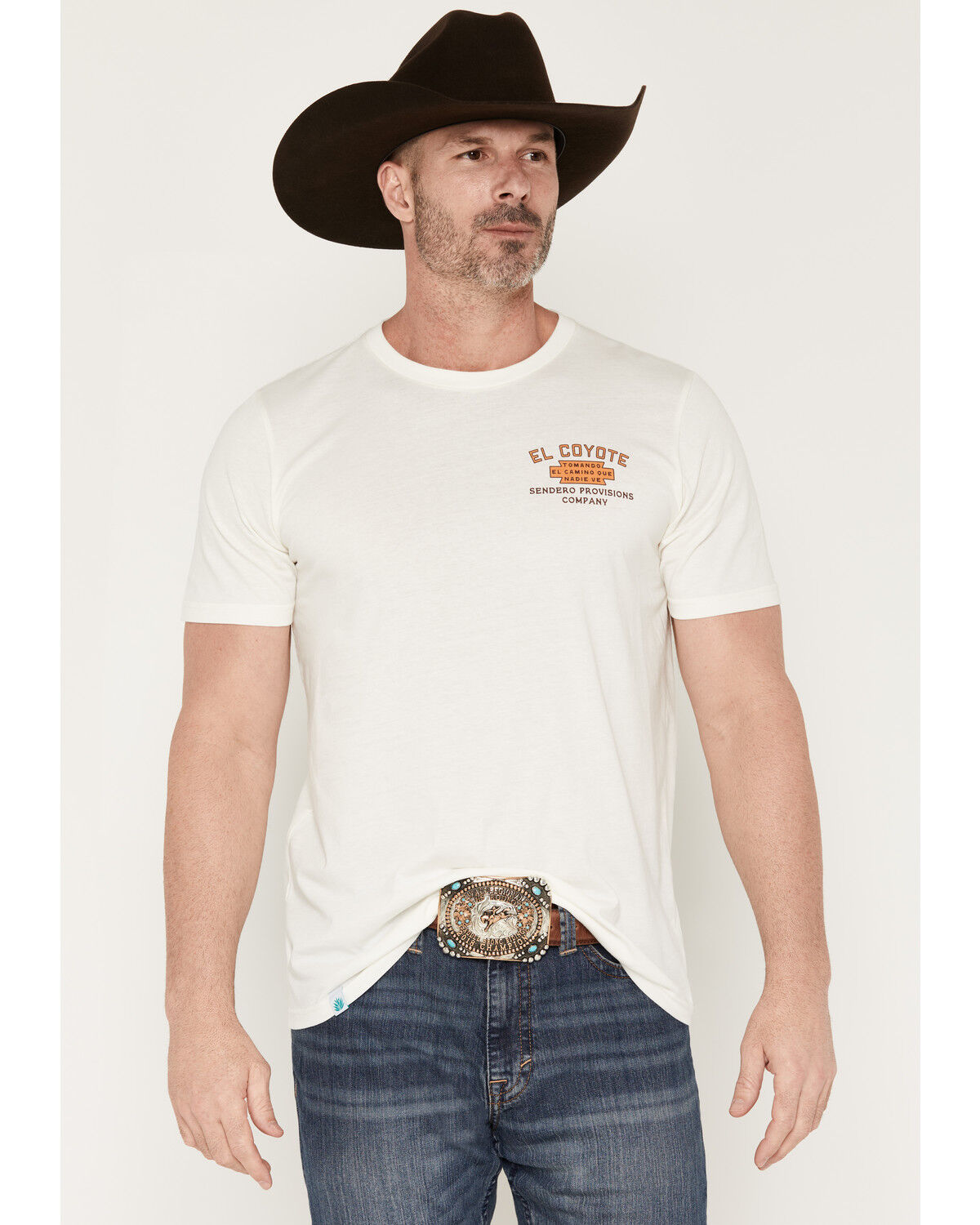 Image #2 - Sendero Provisions Men's Coyote Short Sleeve Graphic T-Shirt, White, hi-res