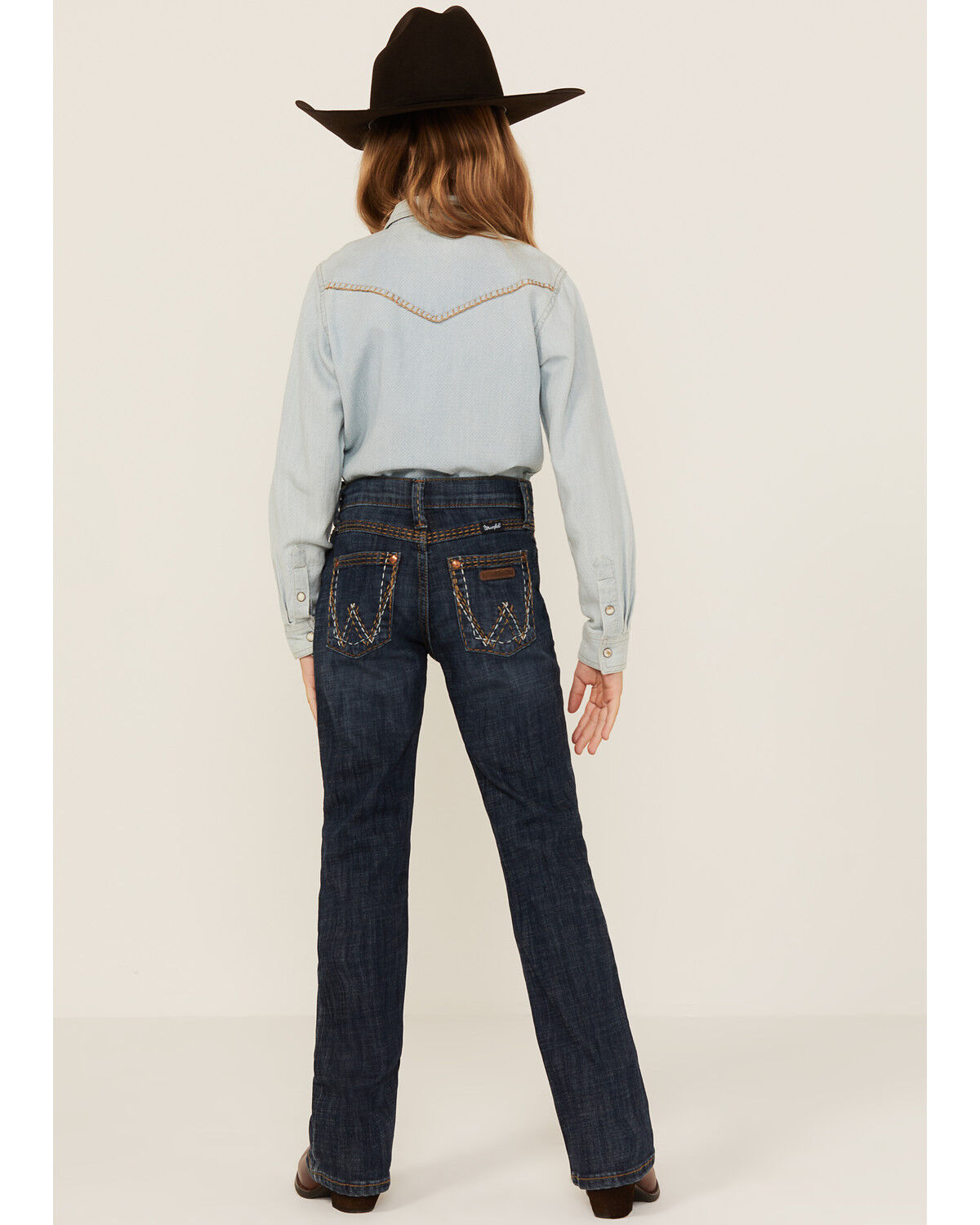 Wrangler Retro Girls' Denver Medium Wash Regular Fit Mid Rise Bootcut Jeans, Blue, hi-res