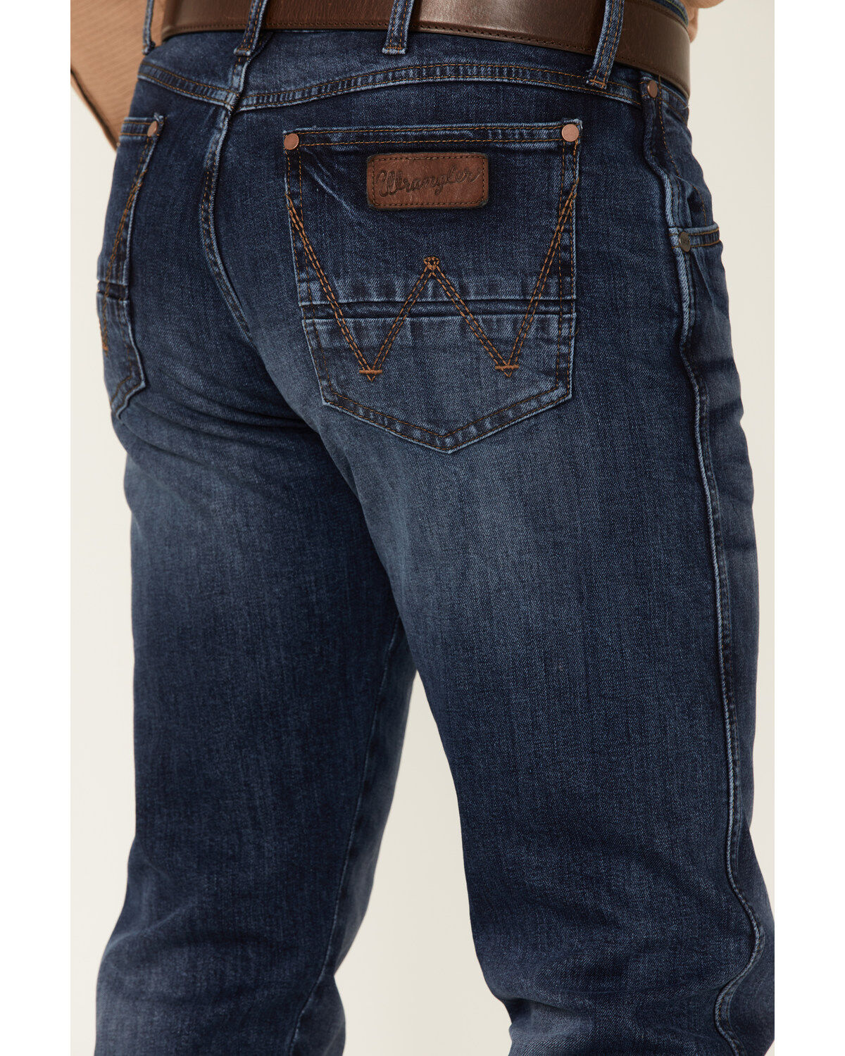 Image #4 - Wrangler Retro Men's Galaxy Dark Wash Stretch Slim Straight Jeans, Blue, hi-res