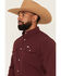 Image #2 - Ferrell Men's Tek Solid Short Sleeve Pearl Snap Stretch Performance Western Shirt, Maroon, hi-res