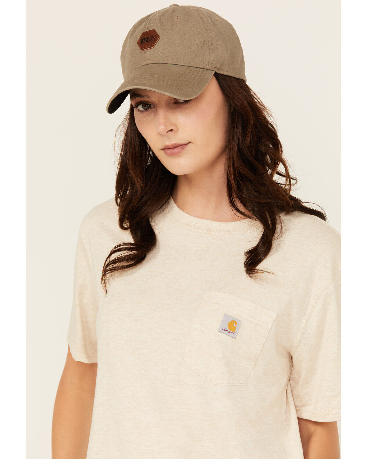 Image #2 - Carhartt Women's Tencel&trade; Fiber Series Loose Fit Short Sleeve Pocket Work Shirt, Oatmeal, hi-res