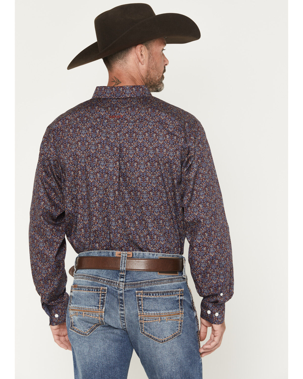 Image #4 - Ariat Men's Wrinkle Free Brendan Floral Print Long Sleeve Button-Down Western Shirt, Blue, hi-res