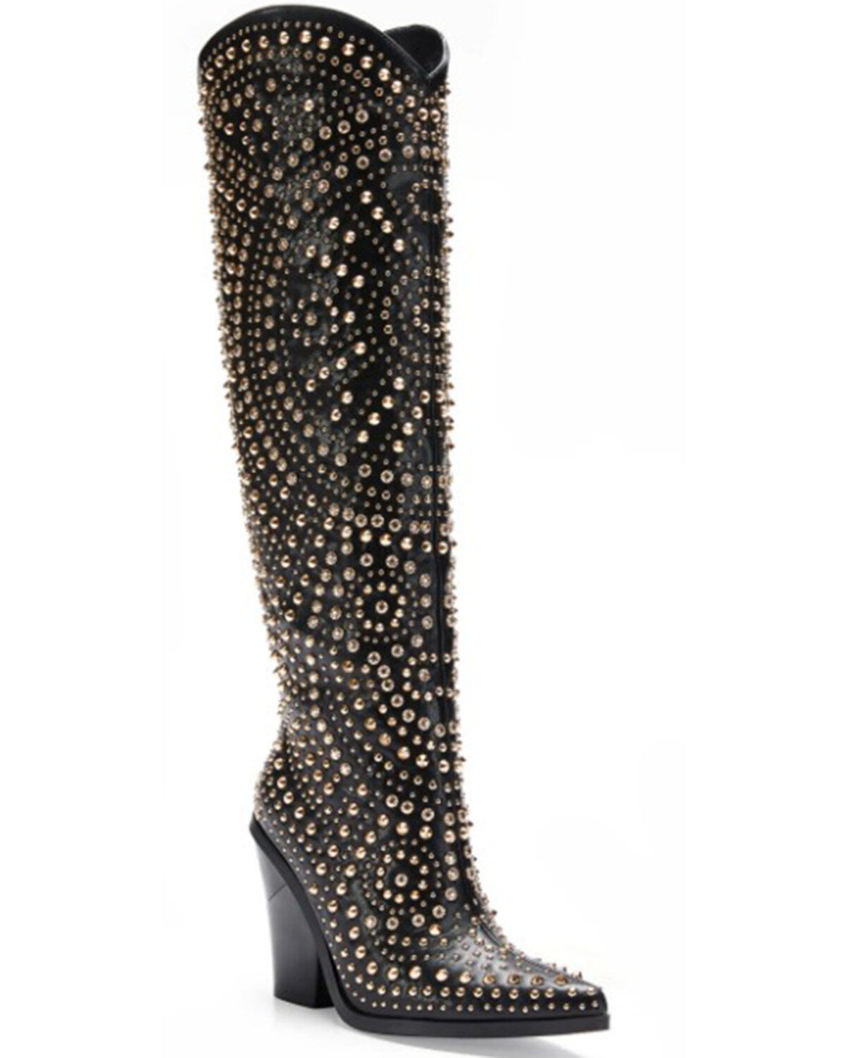Azalea Wang Women's Texas Rhinestone Western Boots - Round Toe, Black, hi-res