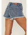 Image #4 - Shyanne Women's Mid Rise Fray Hem Button Fly Shorts, Light Medium Wash, hi-res