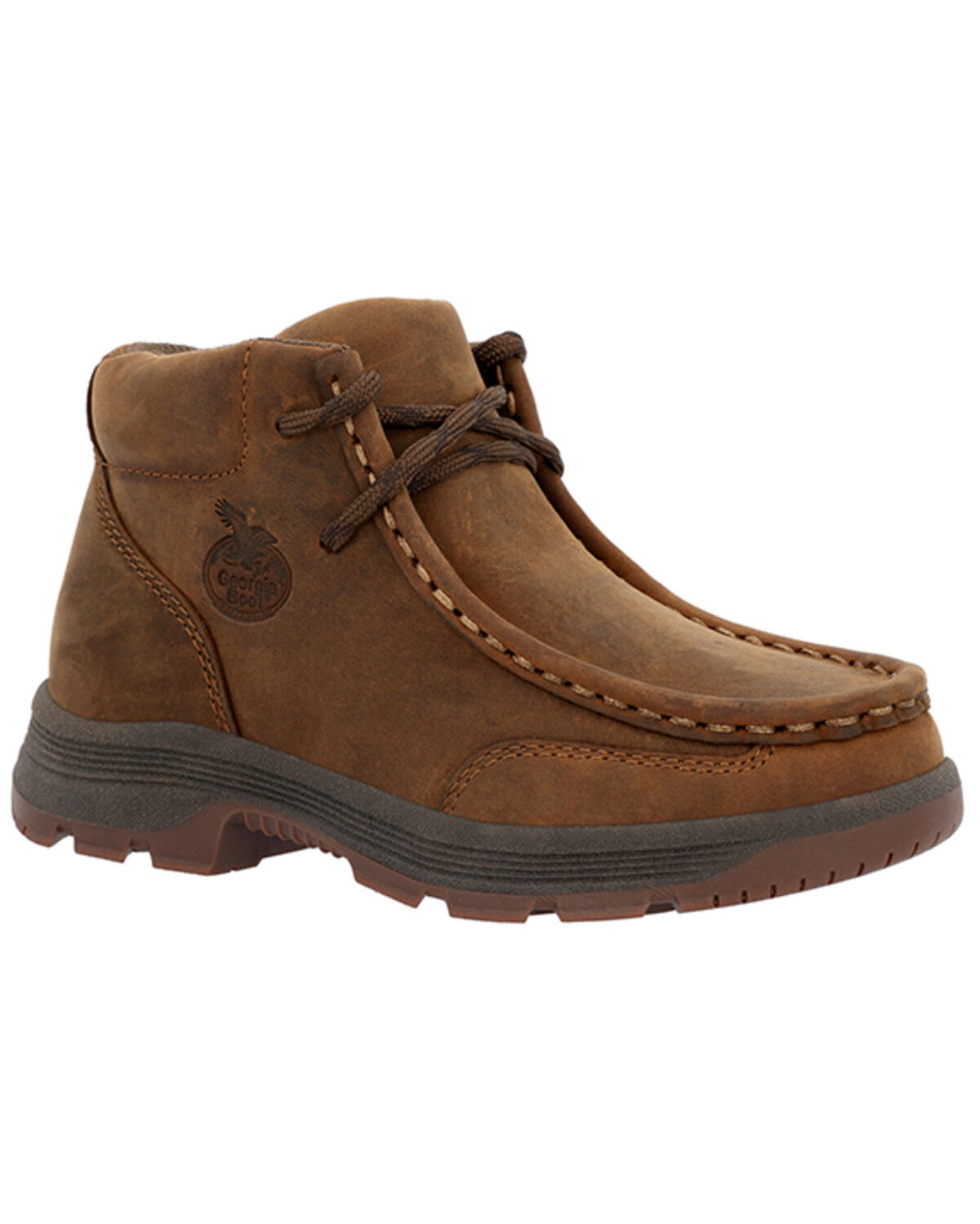 Georgia Boot Boys' Athens Superlyte Wallabe Chukka Shoes - Moc Toe, Brown, hi-res