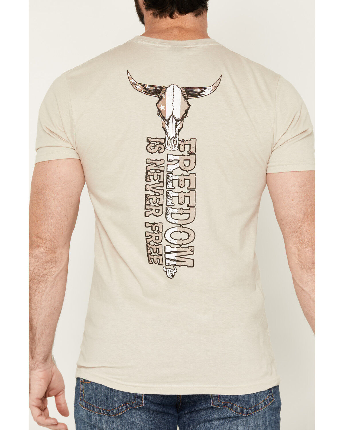 Image #4 - Cowboy Hardware Men's Boot Barn Exclusive Freedom Is Never Free Short Sleeve Graphic T-Shirt, Sand, hi-res