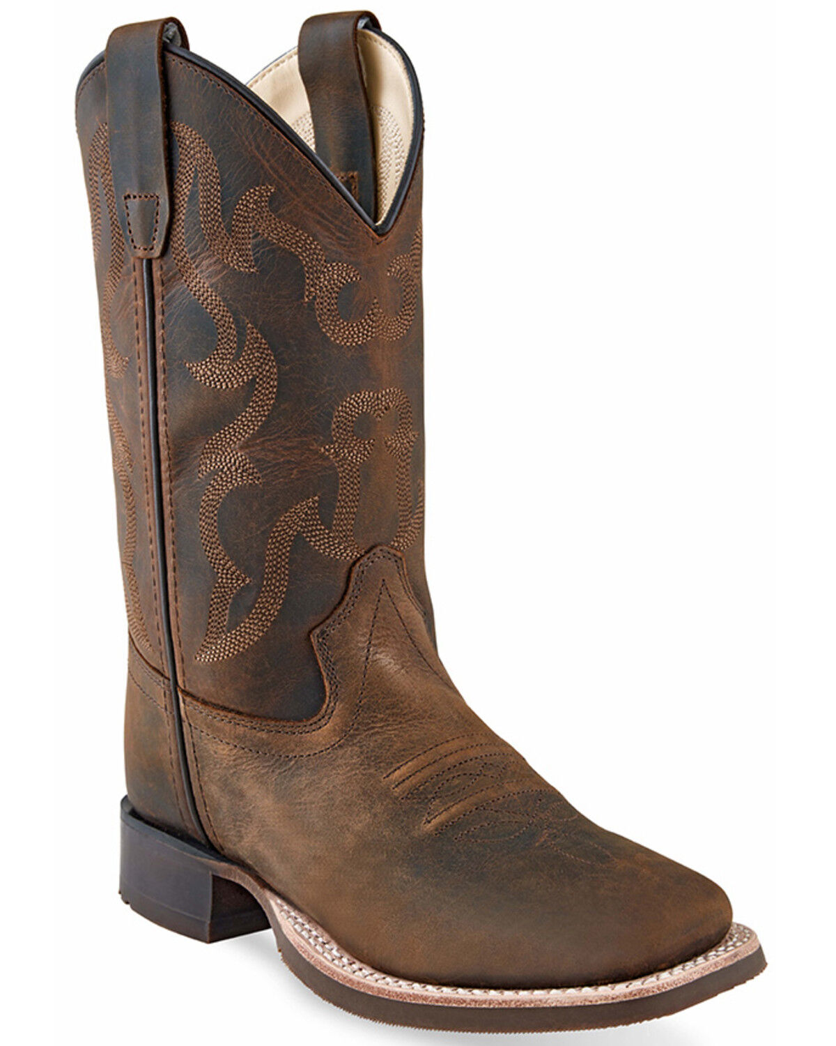 Cody James Boys' Nash Distressed Western Boots - Broad Square Toe, Brown, hi-res