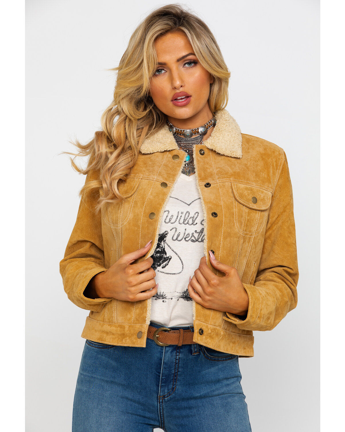 Image #1 - Scully Women's Faux Shearling Leather Jacket, Rust Copper, hi-res