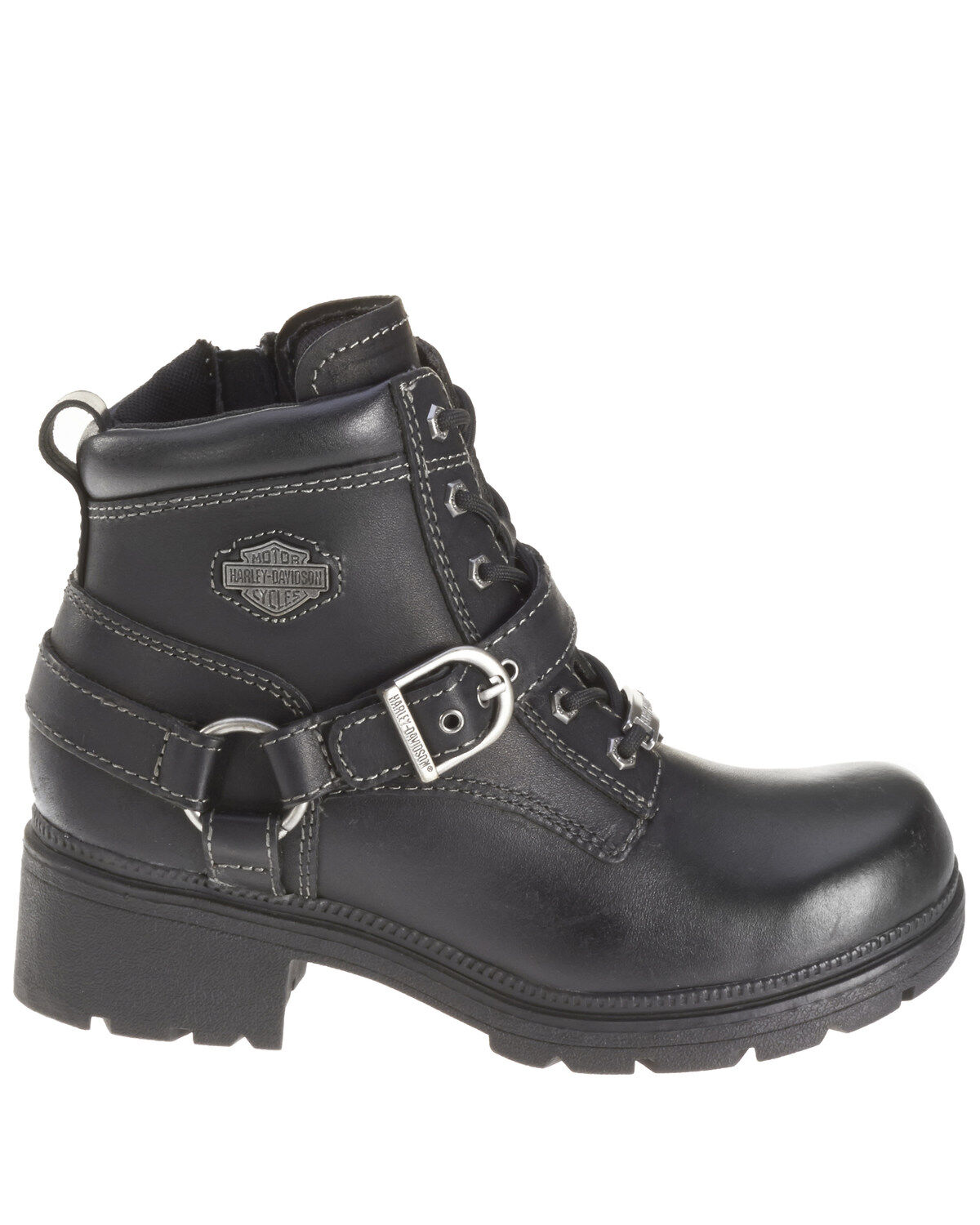 Image #2 - Harley Davidson Women's Tegan Lace Moto Boots - Round Toe, Black, hi-res