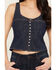 Image #3 - Wrangler Women's Dark Wash Pleated Sleeve Snap Denim Tank Top, Dark Wash, hi-res