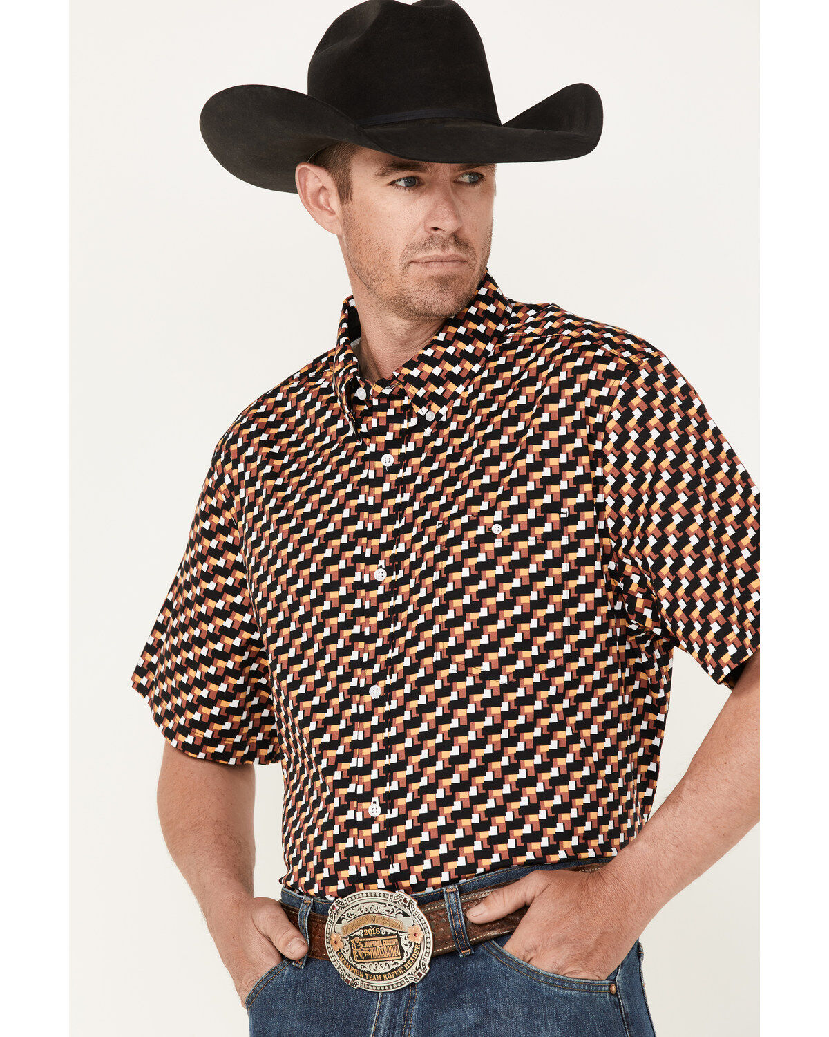 Image #2 - RANK 45&reg; Men's Mudslinger Geo Print Button-Down Stretch Western Shirt, Multi, hi-res