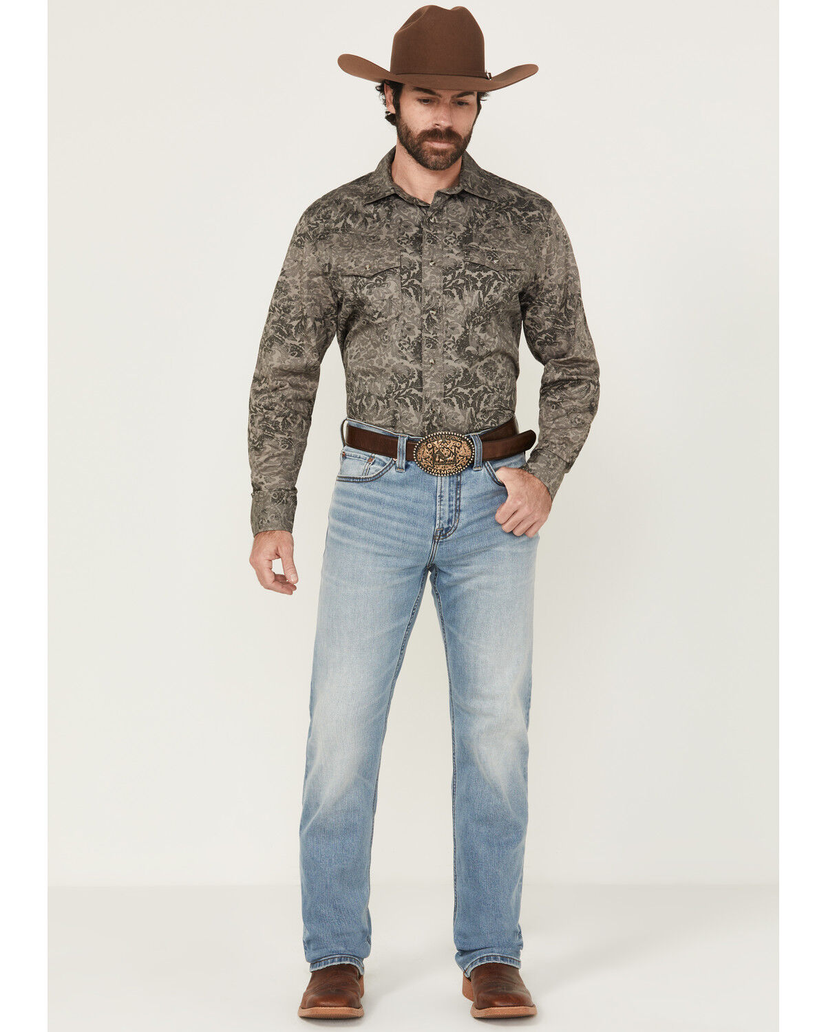 Image #1 - Blue Ranchwear Men's Banner Wash Jethro Slim Straight Stretch Denim Jeans, Medium Wash, hi-res