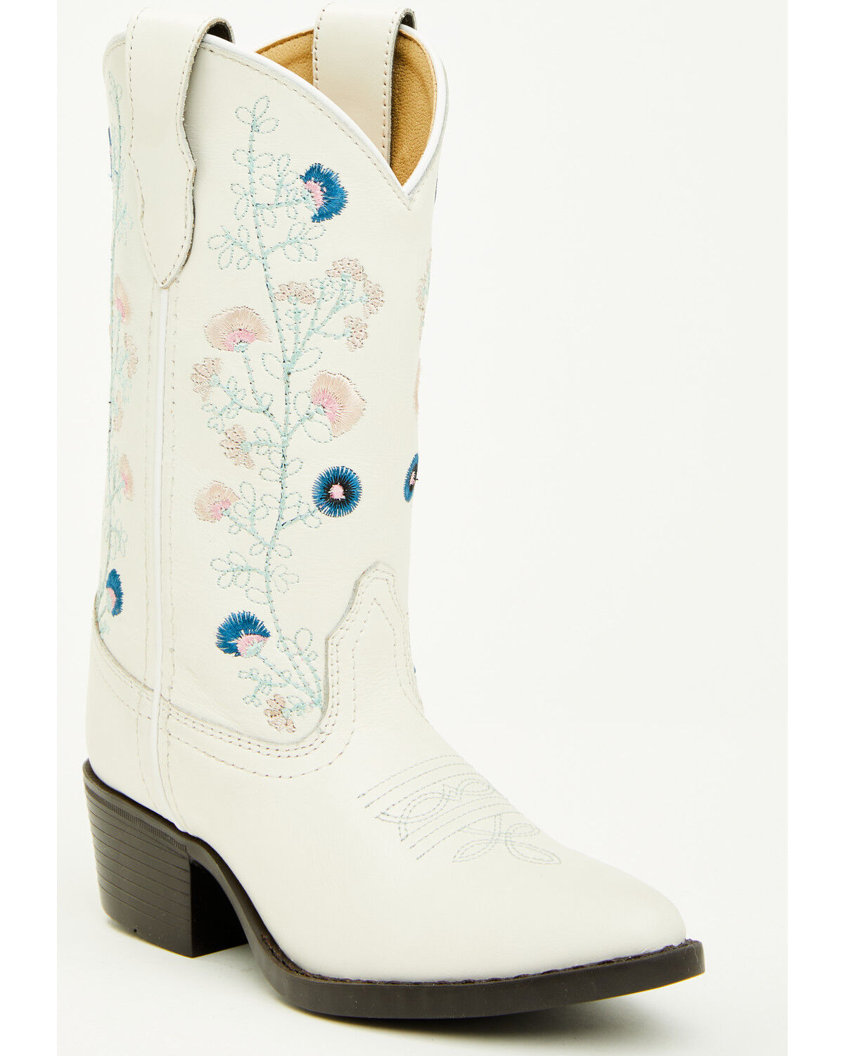 Shyanne Girls' Fleur Western Boots - Round Toe, White, hi-res