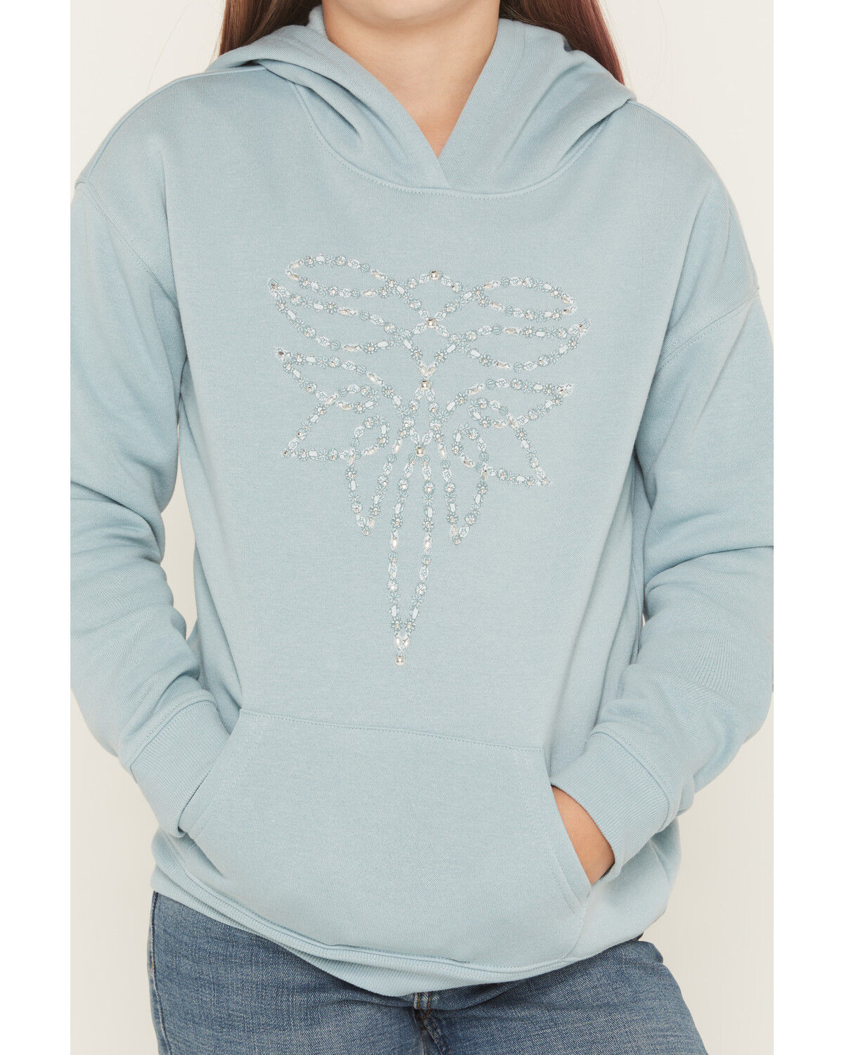 Image #3 - Shyanne Girls' Embellished Bootstitch Hoodie, Blue, hi-res