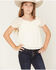 Image #1 - Sugar California Girls' Emma Solid Lace Short Sleeve Shirt, Ivory, hi-res
