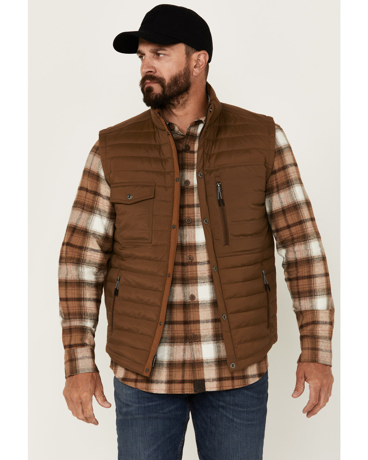 Image #1 - Dakota Grizzly Men's Bryce Quilted Insulated Fleece Lined Vest, Brown, hi-res