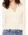Image #3 - Yura Women's Solid Smocked Long Sleeve Tie-Front Shirt, Cream, hi-res
