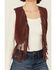 Image #3 - Shyanne Women's Short Fringe and Eyelet Suede Vest , Brown, hi-res