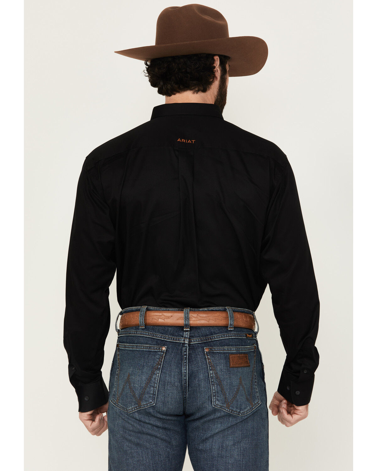 Image #4 - Ariat Men's Solid Twill Long Sleeve Western Woven Shirt, Black, hi-res