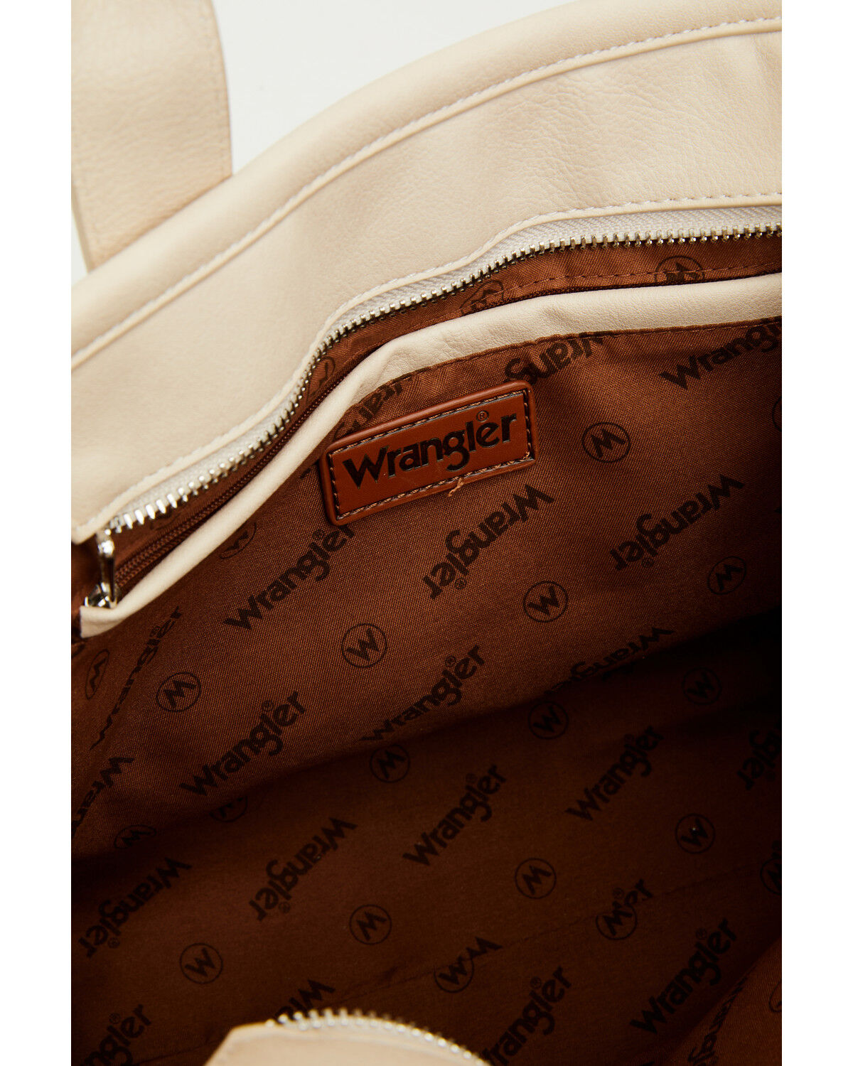 Image #4 - Wrangler X Boot Barn Women's Cow Print Square Tote, Beige, hi-res