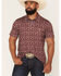 Image #1 - Rock & Roll Denim Men's Game Day Short Sleeve Snap Polo, Maroon, hi-res