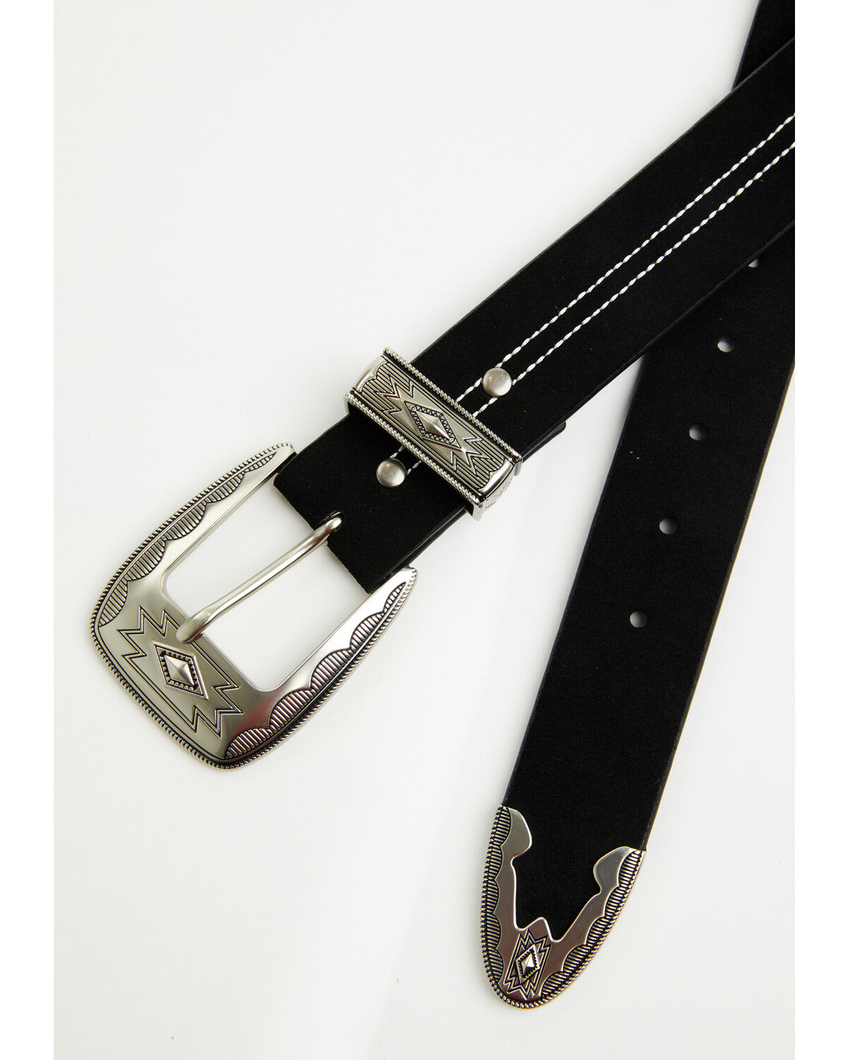 Image #2 - Cody James Men's Farrowe Southwestern Suede Belt, Black, hi-res