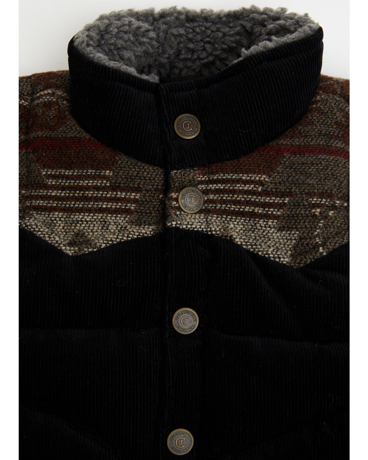Image #2 - Cody James Anza Blanket Yoke Corduroy Vest, Black, hi-res