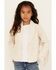 Image #1 - Shyanne Girls' Solid Fringe Open Front Faux Suede Jacket, Natural, hi-res