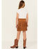 Image #3 - Shyanne Girls' Faux Suede Fringe Skirt, Camel, hi-res