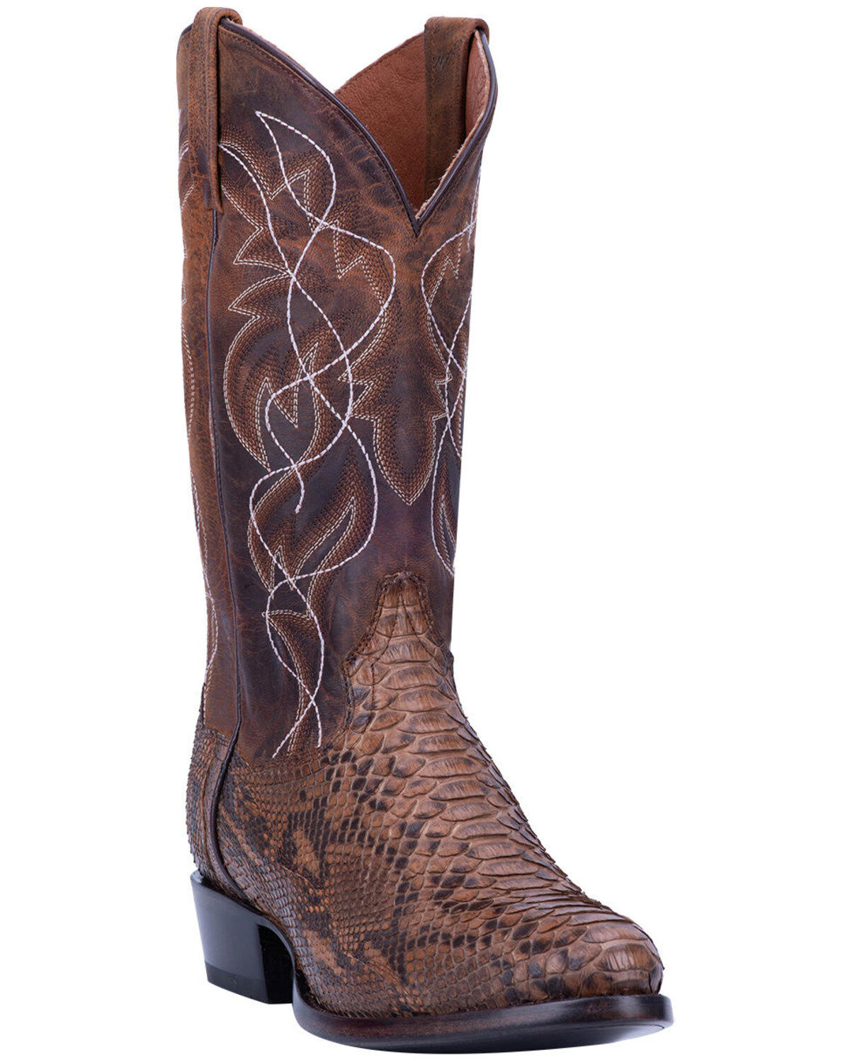 Dan Post Men's Manning Exotic Python Western Boots - Round Toe, Bay Apache, hi-res