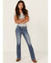 Image #1 - Miss Me Girls' Dark Wash Dreamcatcher Bootcut Stretch Denim Jeans , Blue, hi-res