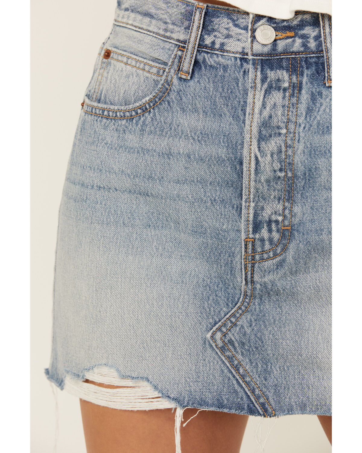 Image #2 - Cello Women's Medium Wash Mid Rise Denim Mini Skirt, Medium Wash, hi-res