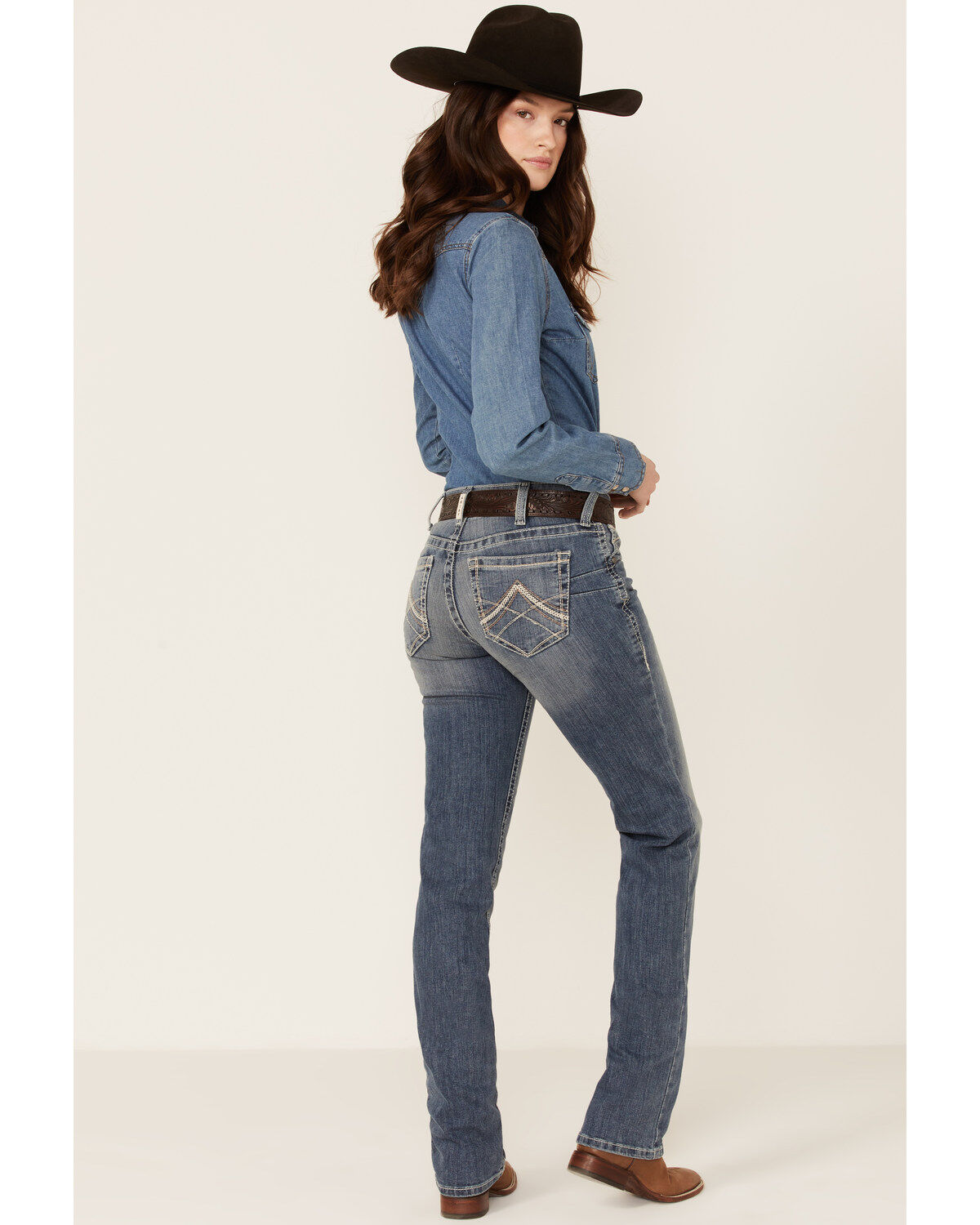 Image #1 - Ariat Women's Denim Rainstorm Straight Leg Riding Jeans, Indigo, hi-res